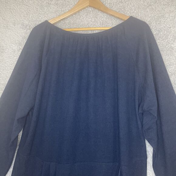 Diane Gilman Top Womens 3X‎ Blue Peplum Long Sleeve Pullover Stretch Lightweight - Picture 10 of 10